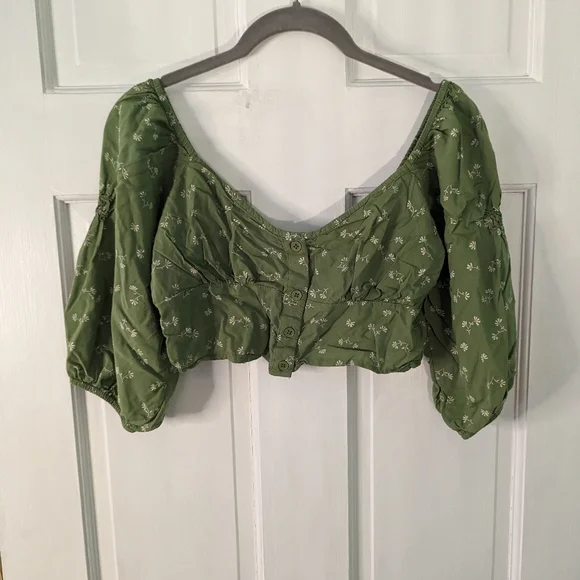 Billabong cottage core green peasant crop - Picture 1 of 7